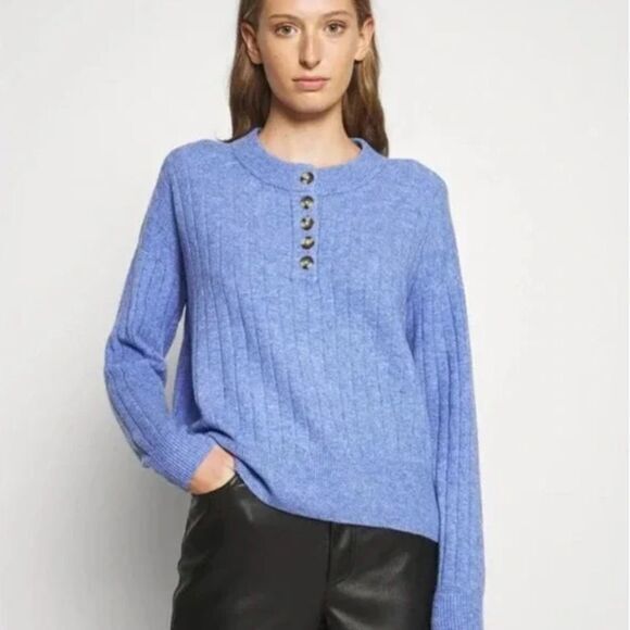 Madewell Sweaters - NEW Madewell Donegal dowden Henley Sweater in‎ Coziest Yarn, blue, 2X